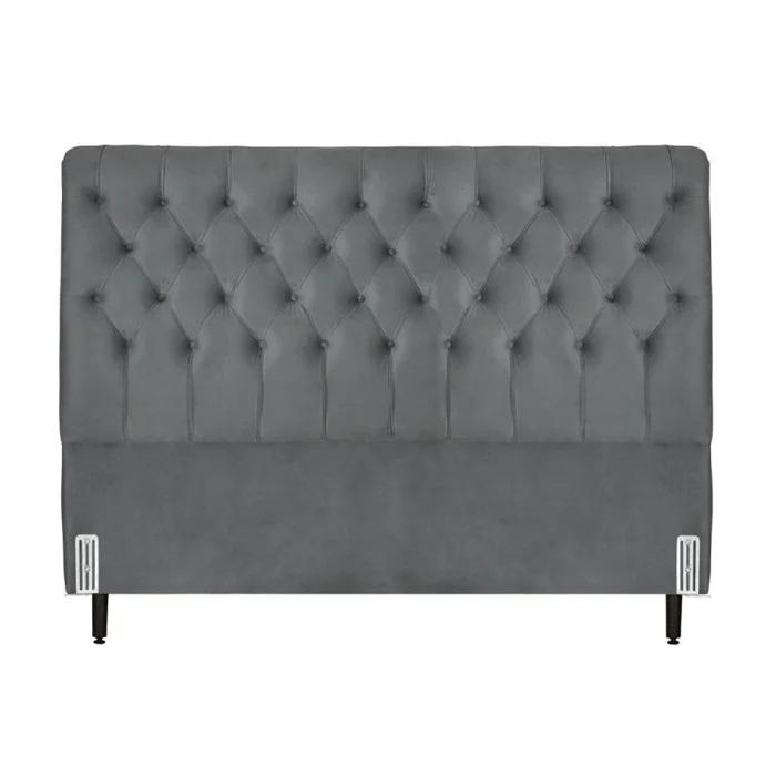 Cabeceira de Cama Box Casal 138cm Pádua Veludo Cinza