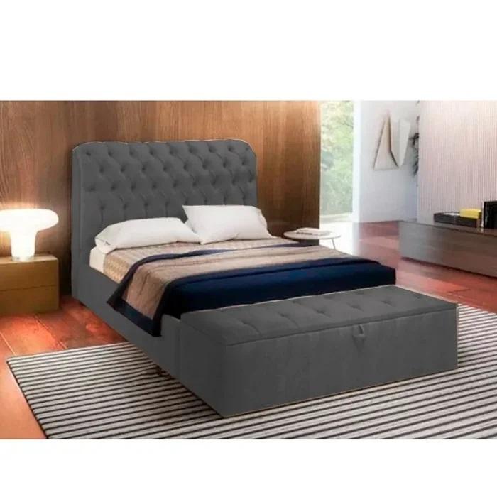 Cabeceira de Cama Box Casal 138cm Pádua Veludo Cinza