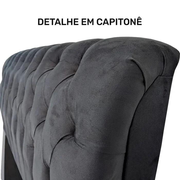 Cabeceira de Cama Box Casal 138cm Pádua Veludo Cinza