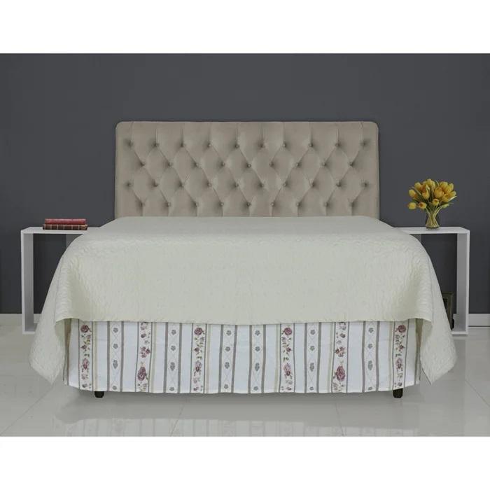 Cabeceira de Cama Box Casal 138cm Pádua Veludo Marrom Claro