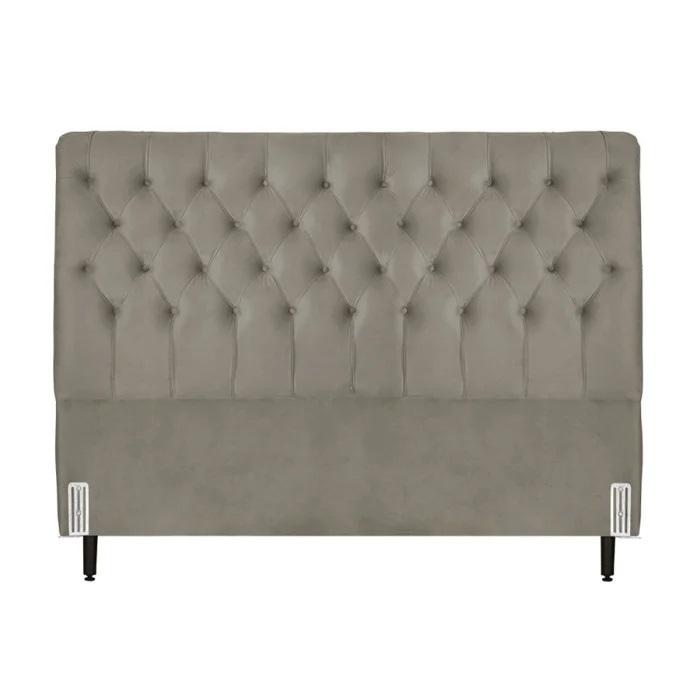 Cabeceira de Cama Box Casal 138cm Pádua Veludo Marrom Claro
