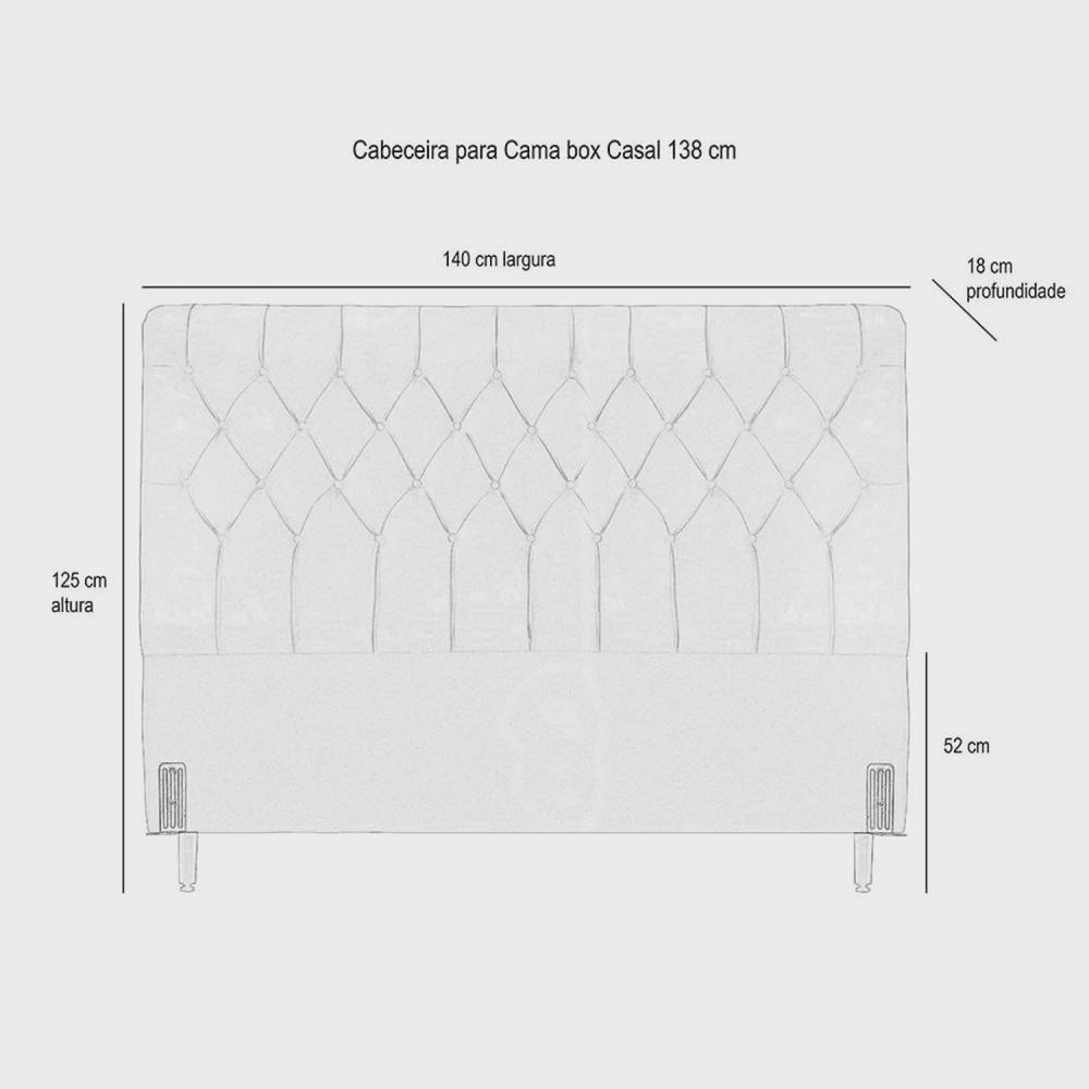 Cabeceira de Cama Box Casal 138cm Pádua Veludo Marrom Claro
