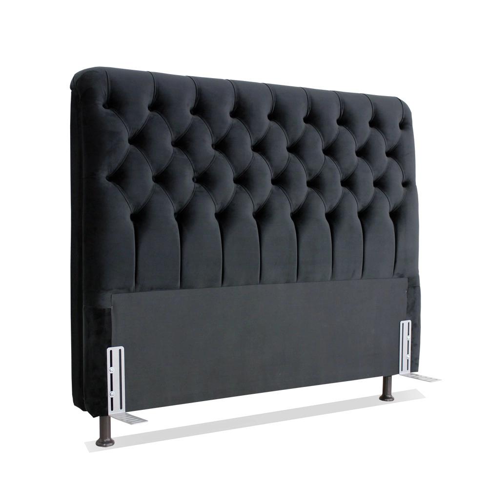Cabeceira de Cama Box Casal 138cm Pádua Veludo Preto