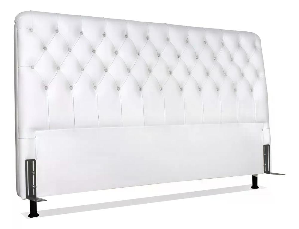 Cabeceira de Cama Box Casal Queen 158cm Pádua Couro Off White