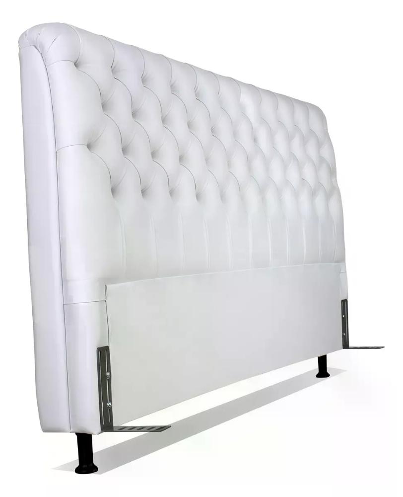 Cabeceira de Cama Box Casal Queen 158cm Pádua Couro Off White