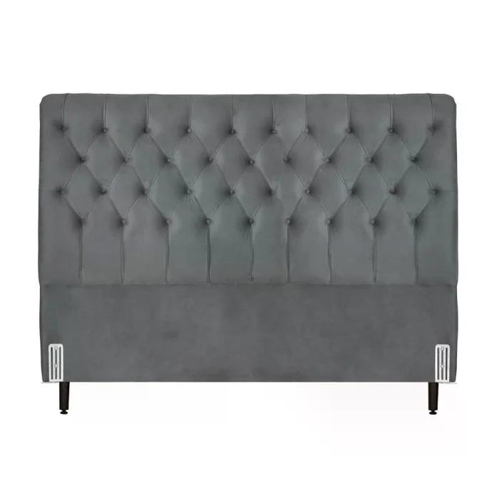 Cabeceira de Cama Box Casal Queen 158cm Pádua Veludo Cinza
