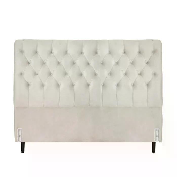 Cabeceira de Cama Box Casal Queen 158cm Pádua Veludo Marfim
