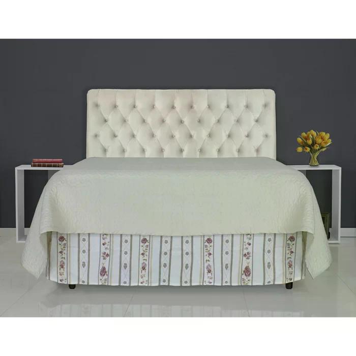 Cabeceira de Cama Box Casal Queen 158cm Pádua Veludo Marfim