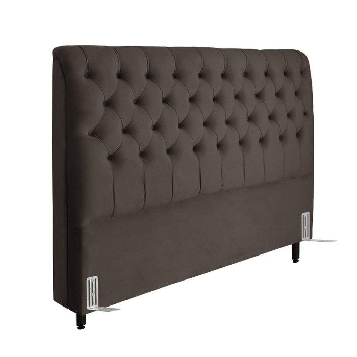 Cabeceira de Cama Box Casal Queen 158cm Pádua Veludo Marrom