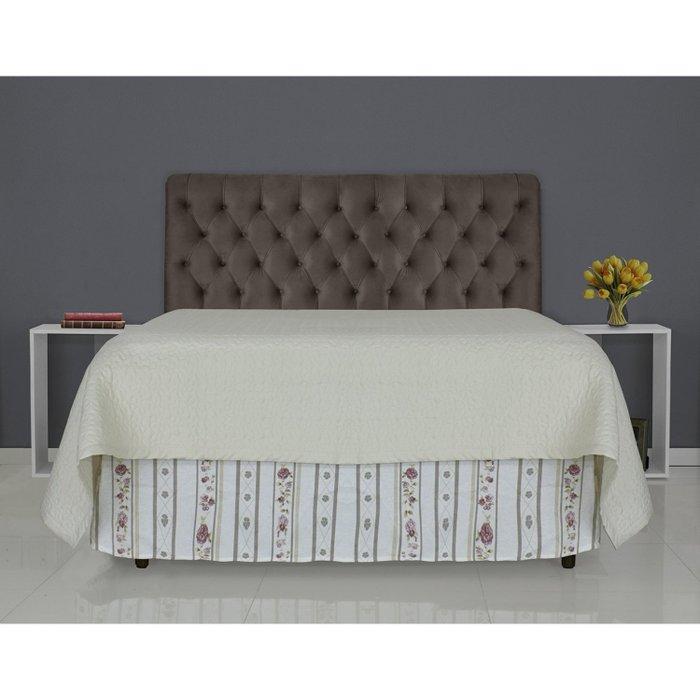Cabeceira de Cama Box Casal Queen 158cm Pádua Veludo Marrom