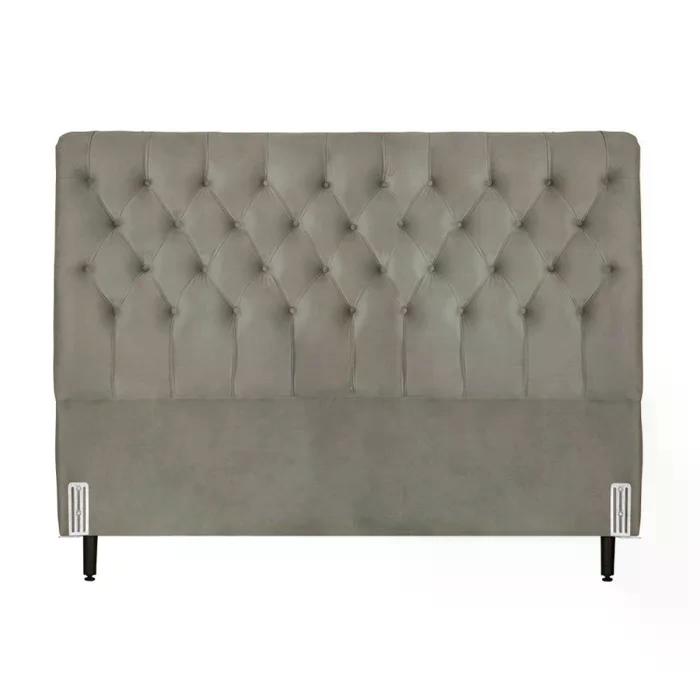 Cabeceira de Cama Box Casal Queen 158cm Pádua Veludo Marrom Claro