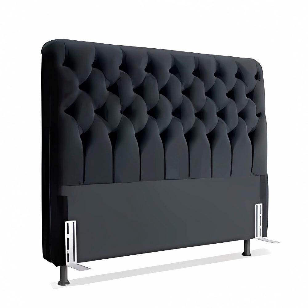 Cabeceira de Cama Box Casal Queen 158cm Pádua Veludo Preto