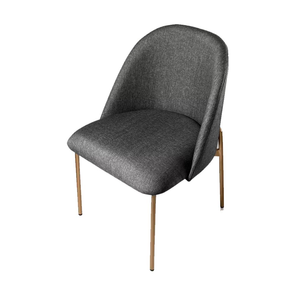 Cadeira de Jantar Las Vegas Linho Cinza Base Metal Dourado