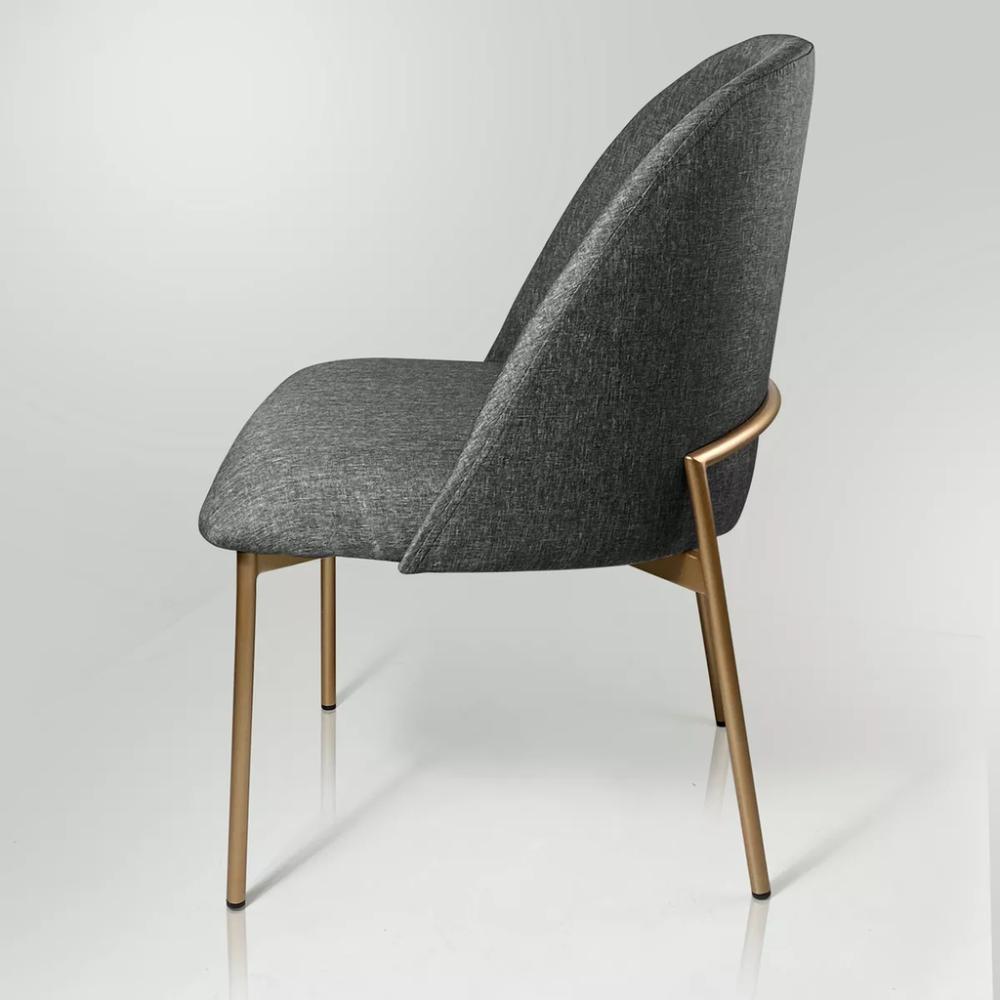 Cadeira de Jantar Las Vegas Linho Cinza Base Metal Dourado