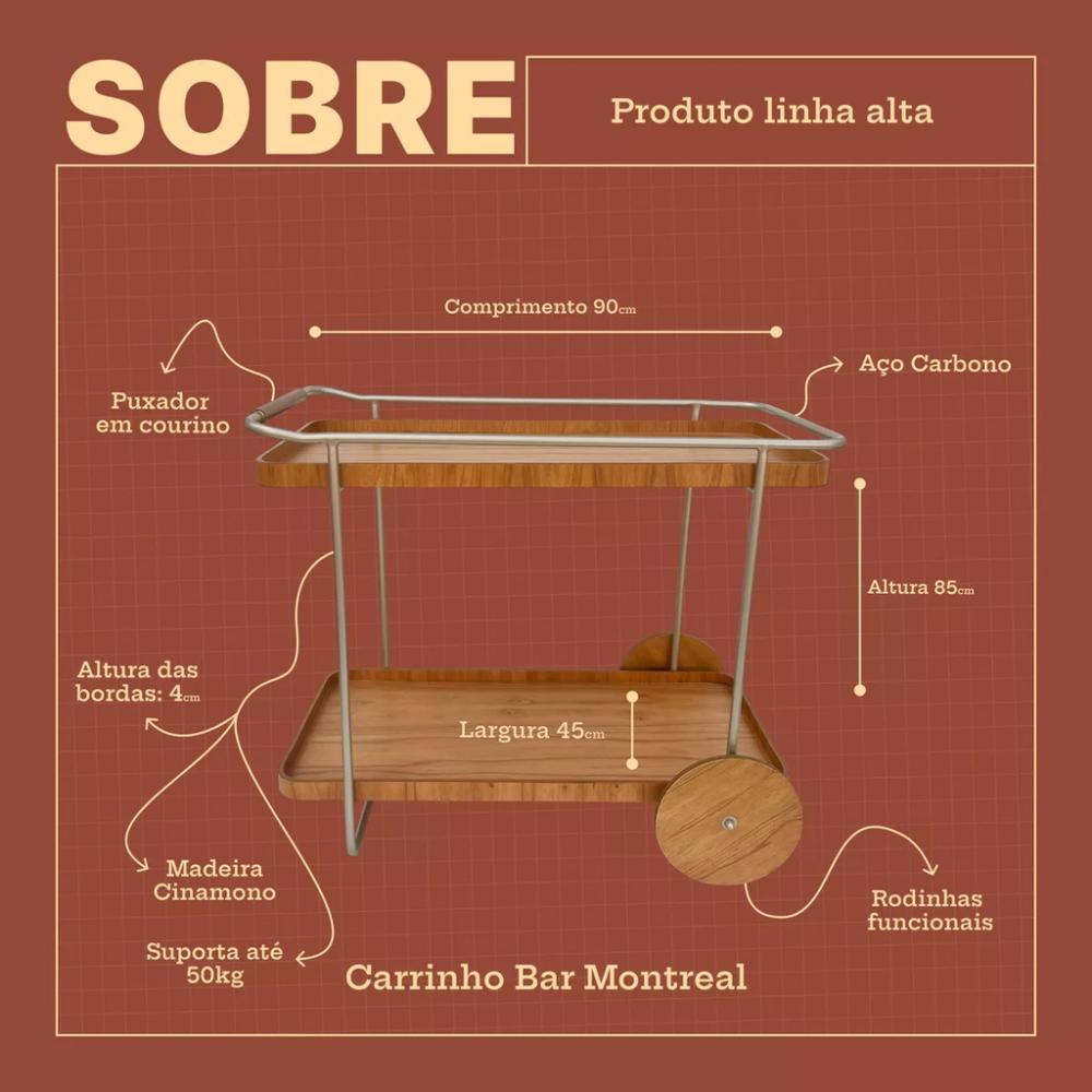 Carrinho Bar Adega Montreal Estilo Metal Champanhe