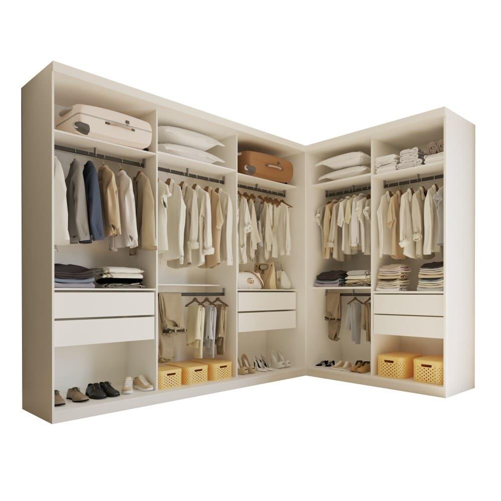 Closet França com 2 Módulos e 6 Gavetas Minastex Branco
