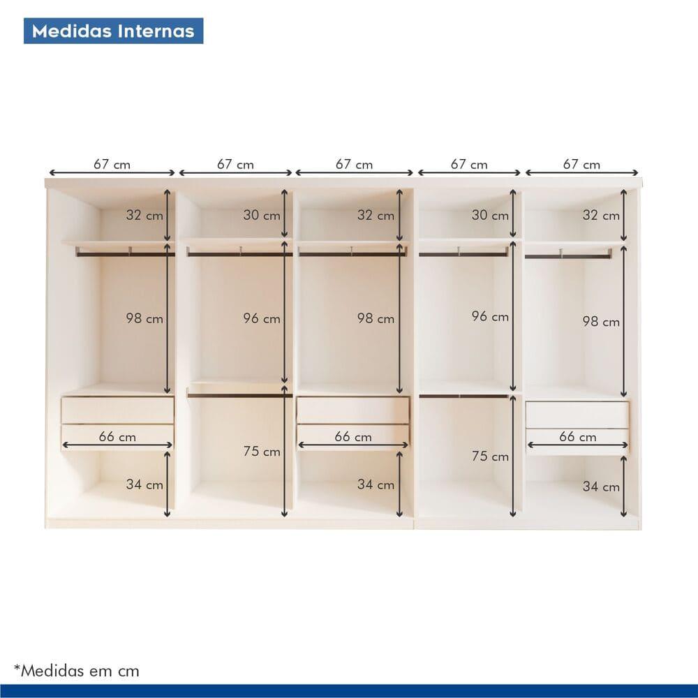 Closet França com 2 Módulos e 6 Gavetas Minastex Branco