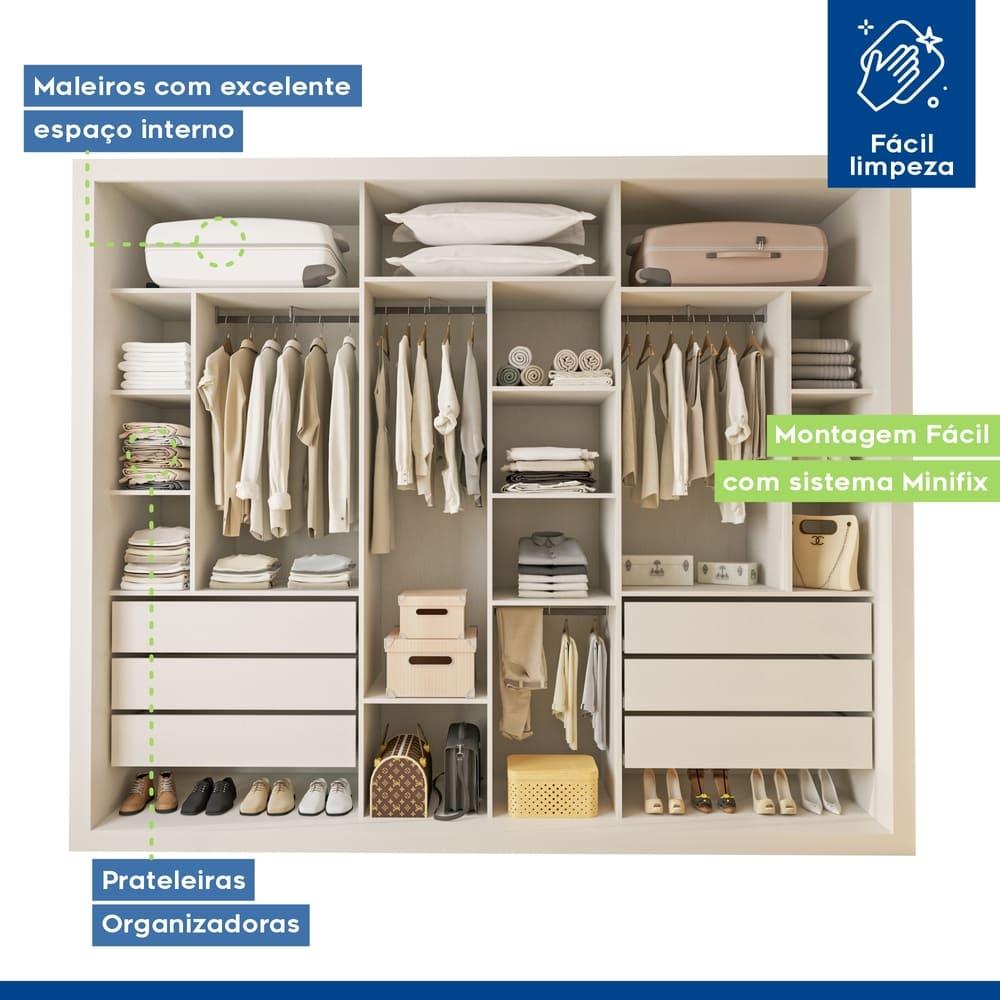 Closet Itália com 6 Gavetas Minastex Branco