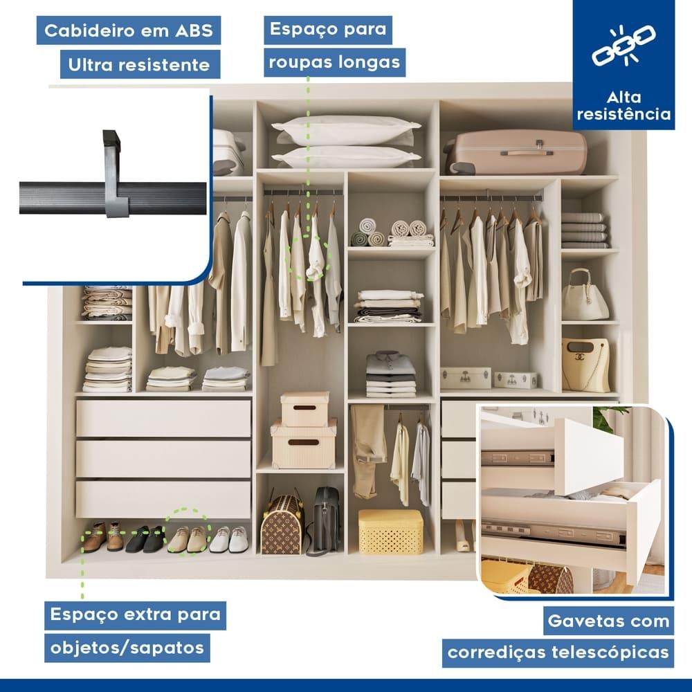 Closet Itália com 6 Gavetas Minastex Branco