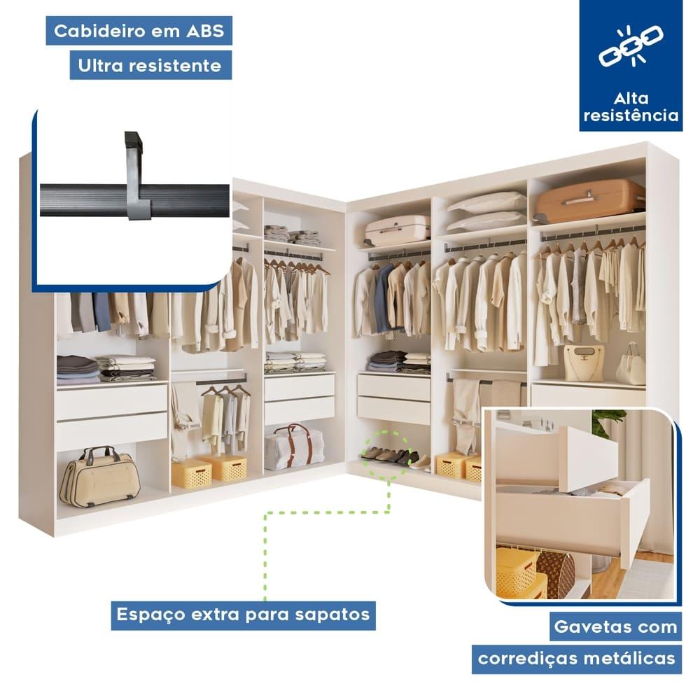 Closet Paris Duo Premium com 8 Gavetas Minastex Branco