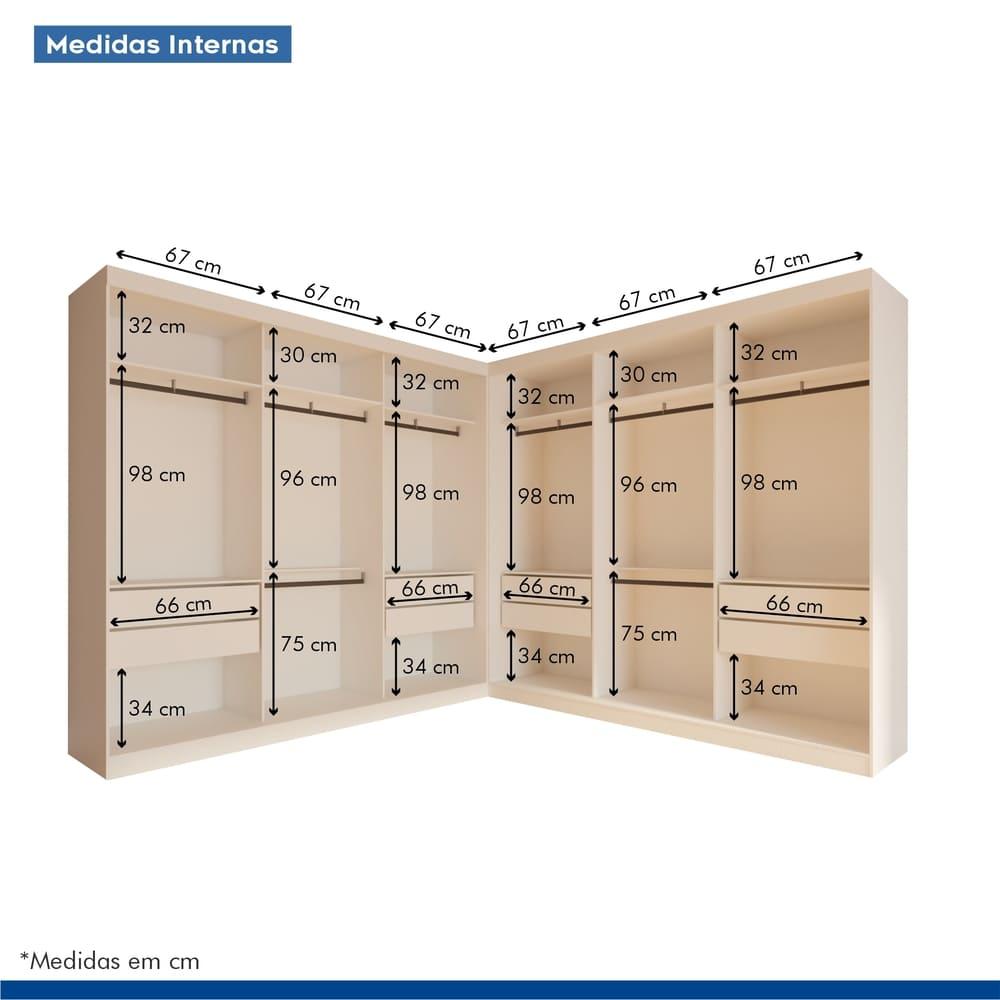 Closet Paris Duo Premium com 8 Gavetas Minastex Branco