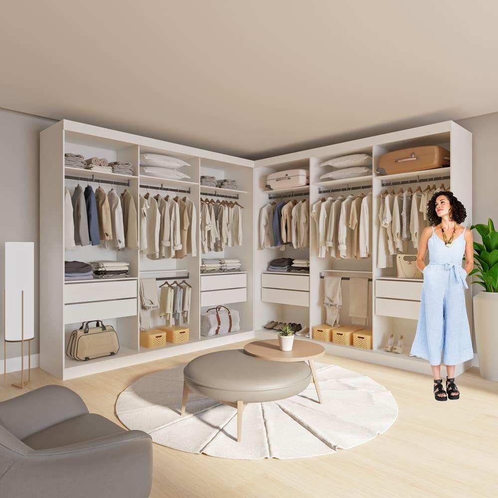 Closet Paris Duo Premium com 8 Gavetas Minastex Branco