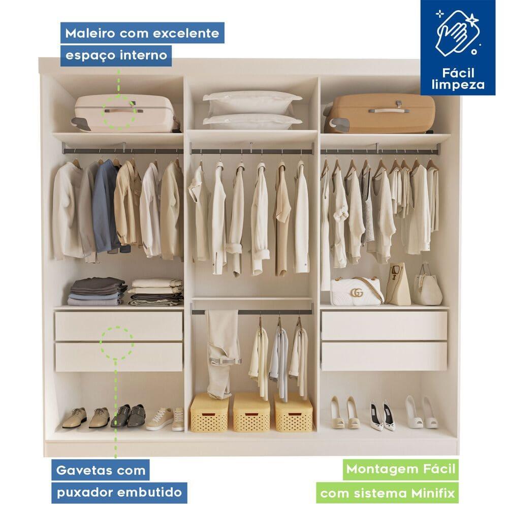 Closet Paris com 4 Gavetas Minastex Branco
