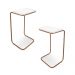 Conjunto 2 Mesas de Apoio para Sofá Branco Base em Metal Cobre
