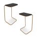 Conjunto 2 Mesas de Apoio para Sofá Preto Base em Metal Dourado