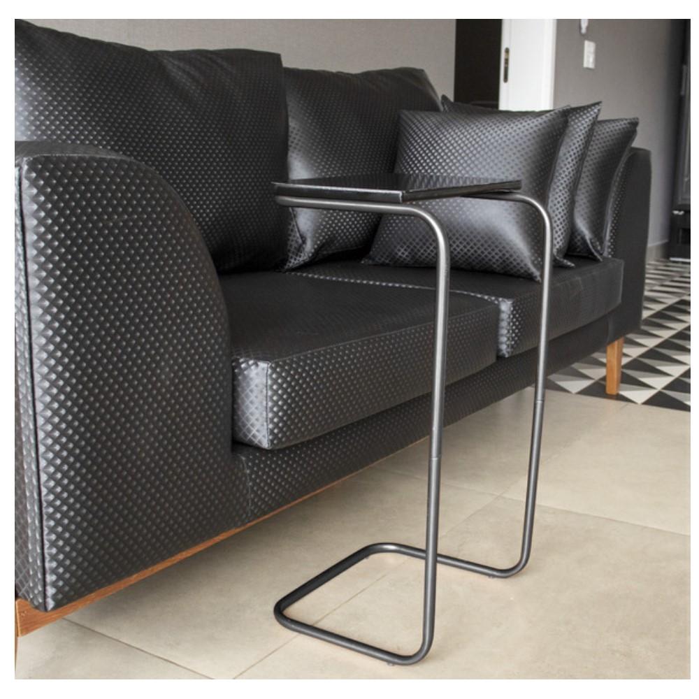 Conjunto 2 Mesas de Apoio para Sofá Preto Base em Metal Preto