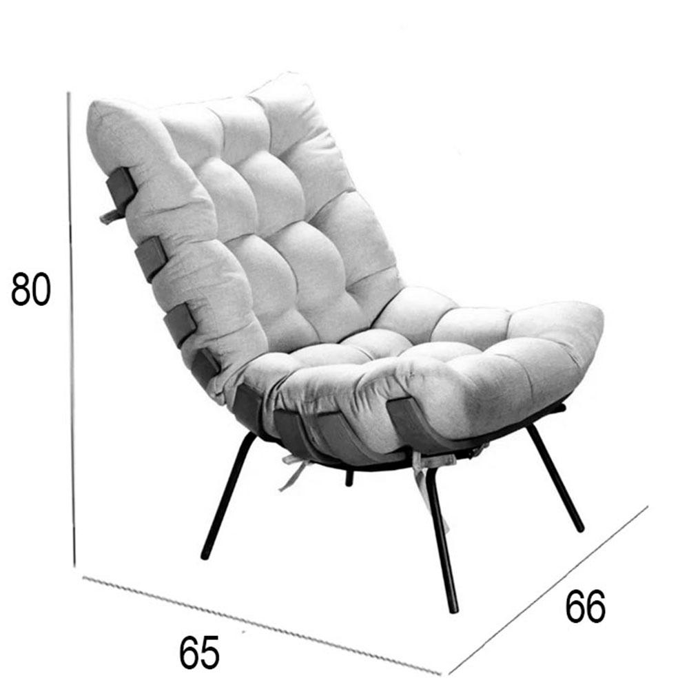 Conjunto 2 Poltronas Costela Com Puff Tecido Veludo Azul