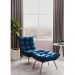 Conjunto 2 Poltronas Costela Com Puff Tecido Veludo Azul