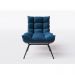 Conjunto 2 Poltronas Costela Com Puff Tecido Veludo Azul