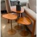 Conjunto 3 Mesas Lateral Orgânica UP Tampo Cinamono e Metal Dourado