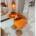 Conjunto 3 Mesas Lateral Orgânica UP Tampo Cinamono e Metal Dourado