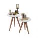 Conjunto Mesa Lateral de Apoio Retrô Pés Palito Off White
