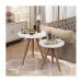 Conjunto Mesa Lateral de Apoio Retrô Pés Palito Off White