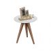Conjunto Mesa Lateral de Apoio Retrô Pés Palito Off White