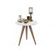 Conjunto Mesa Lateral de Apoio Retrô Pés Palito Off White