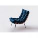 Conjunto Poltrona Costela Tecido Veludo Azul Marinho