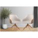 Conjunto Poltronas Decorativa Hera Linho Nude Couro Caramelo com Base Giratória em Madeira