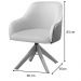 Conjunto Poltronas Decorativa Hera Linho Nude Couro Caramelo com Base Giratória em Madeira