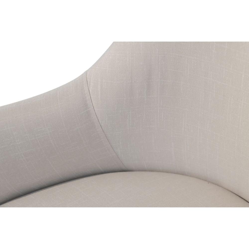 Conjunto Poltronas Decorativa Hera Linho Nude Couro Caramelo com Base Giratória em Madeira