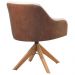 Conjunto Poltronas Decorativa Hera Linho Nude Couro Caramelo com Base Giratória em Madeira