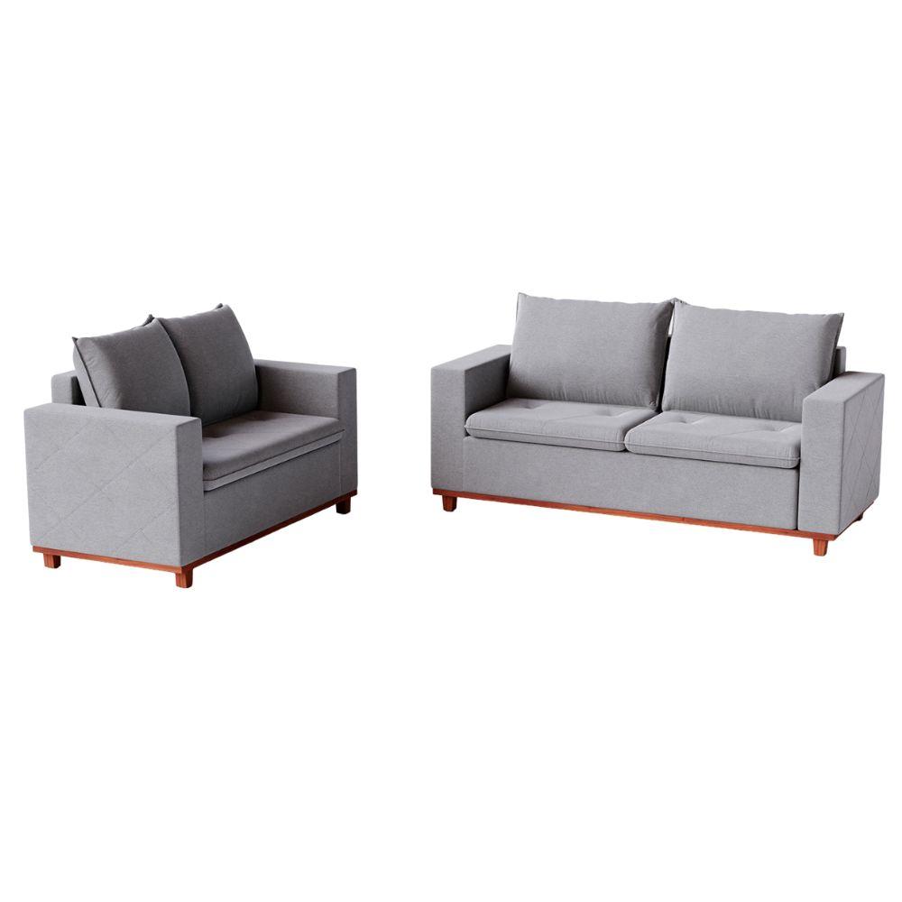 Conjunto Sofá Napoli 2 e 3 Lugares Linho Cinza