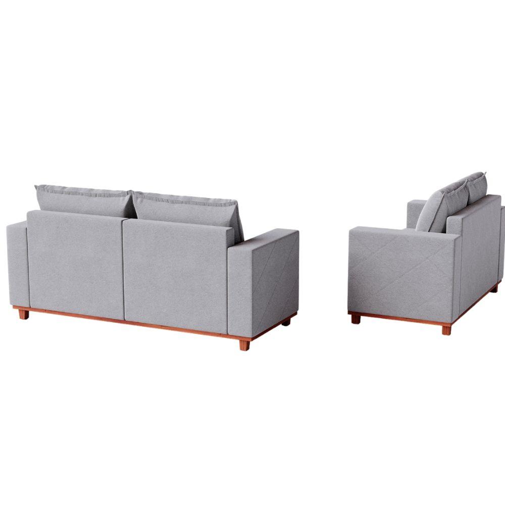 Conjunto Sofá Napoli 2 e 3 Lugares Linho Cinza