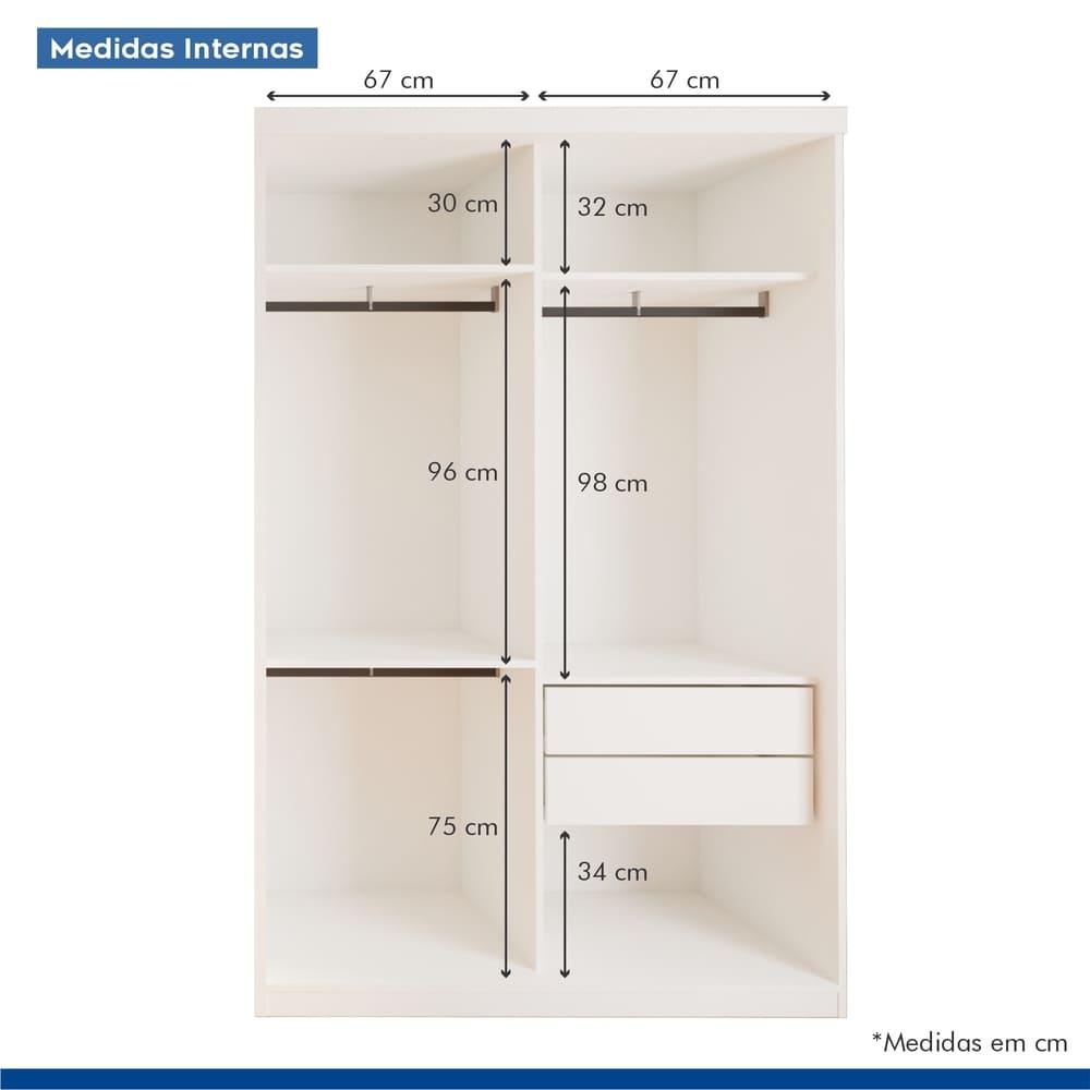 Guarda Roupa 2 Portas de Correr 2 Gavetas Kiara Minastex Branco