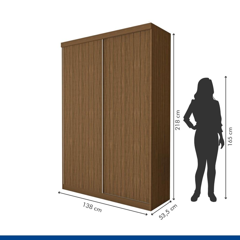 Guarda Roupa 2 Portas de Correr 2 Gavetas Kiara Minastex Freijó