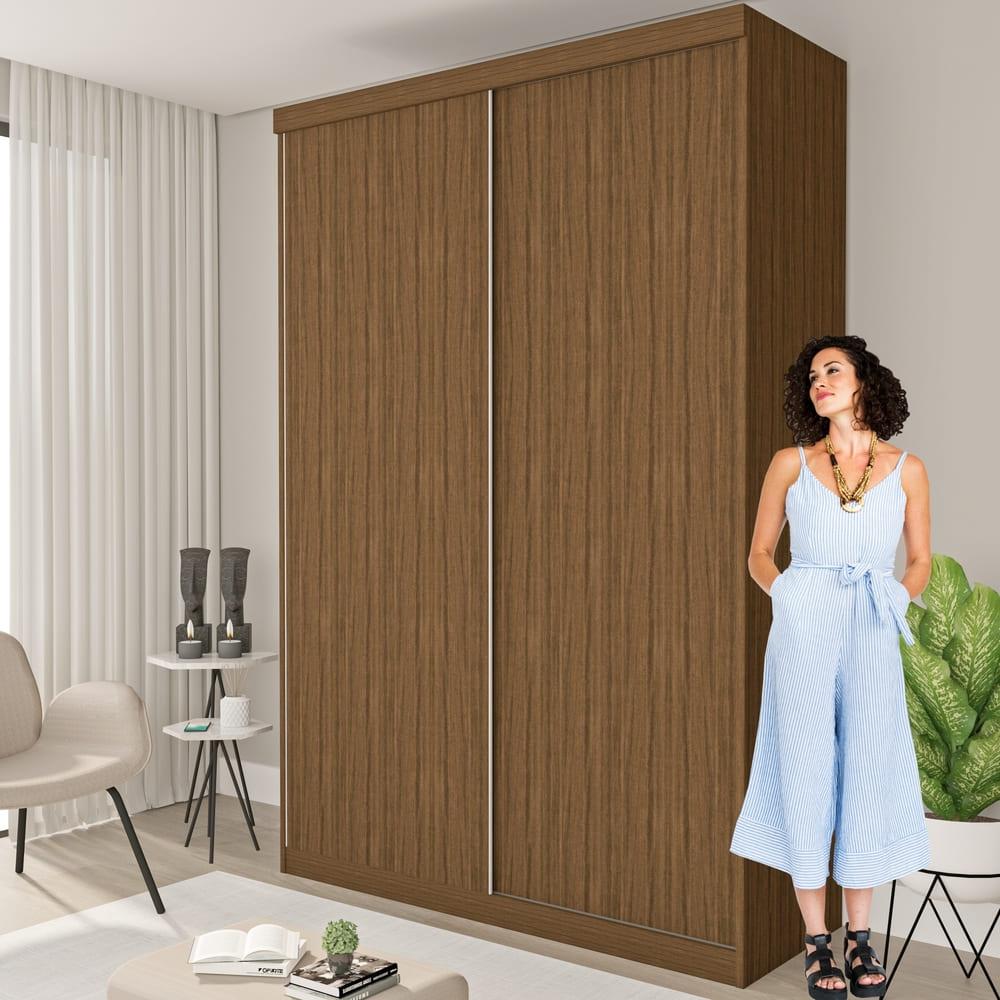 Guarda Roupa 2 Portas de Correr 2 Gavetas Kiara Minastex Freijó