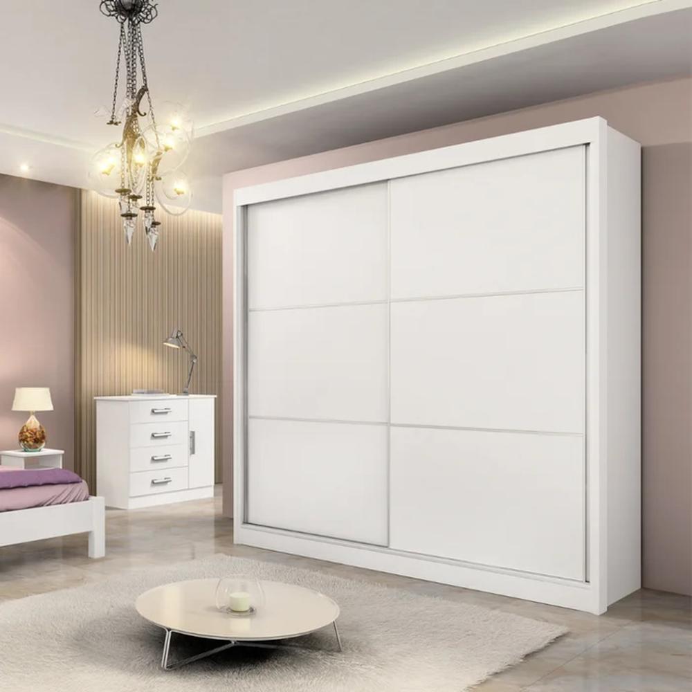 Guarda Roupa 2 Portas de Correr 6 Gavetas Cancun D'Doro Branco